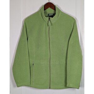 LL Bean Women's Size XL Petite POLARTEC Fleece Green Full Zip Jacket Gorpcore